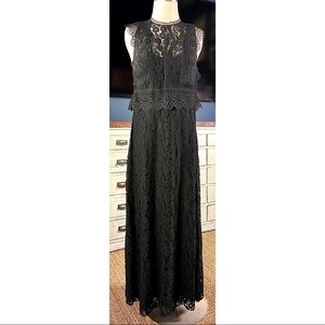 Johnny Was Zanda Black Lace Maxi Dress XS